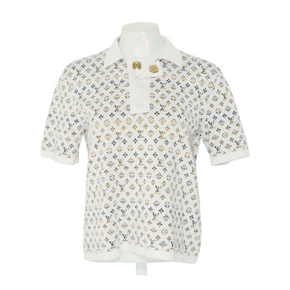 White Python Effect Gold Monogram Polo