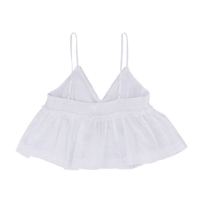 White Floral Cropped Blouse