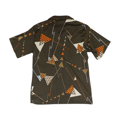 Vintage Brown Geometric Short Sleeve Button Down