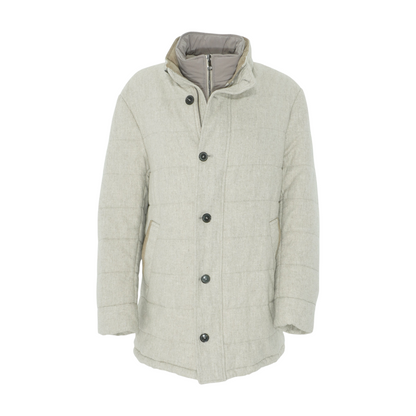 Beige Solid 100%Wool Jacket