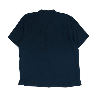 Black Tropical Short Sleeve Button Down