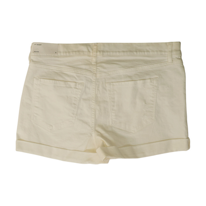 White Solid Denim Shorts