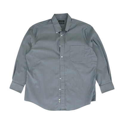 Blue Solid Long Sleeve Button Down