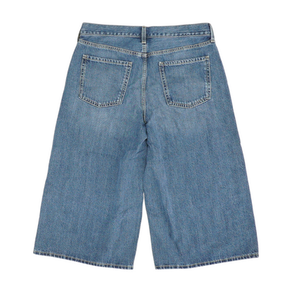 Blue Solid Denim Capris