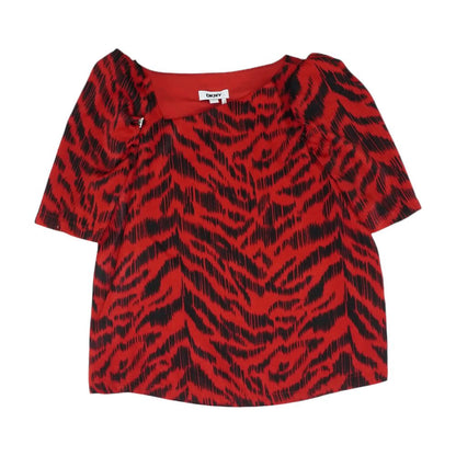 Red Graphic Short Sleeve Blouse