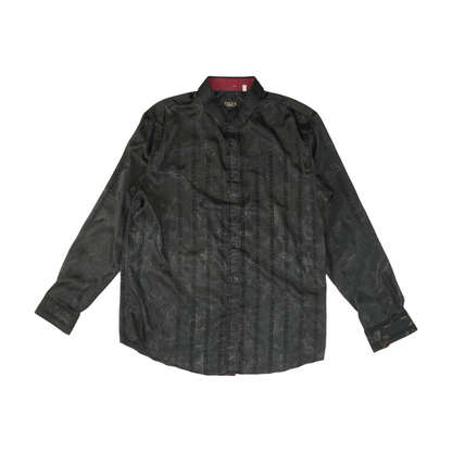 Black Geometric Long Sleeve Button Down