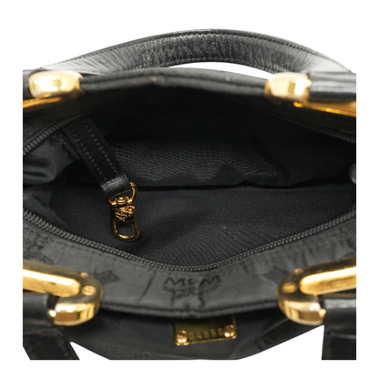 Black Visetos Nylon Mini Top Handle Bag