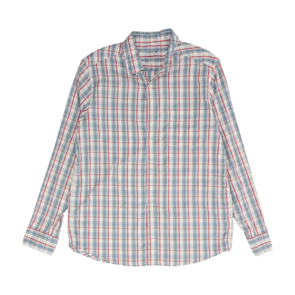 White Plaid Long Sleeve Button Down