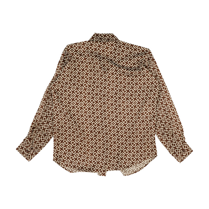 Brown Geometric Button Down