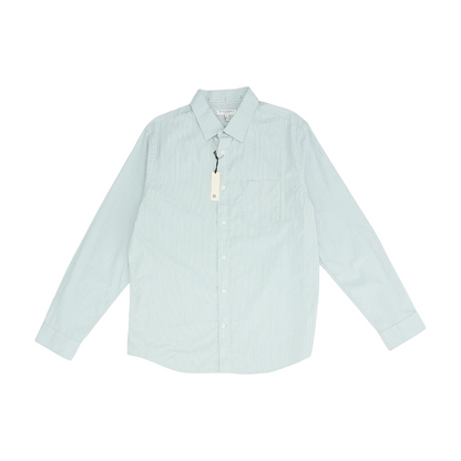 Green Tall Striped Long Sleeve Button Down