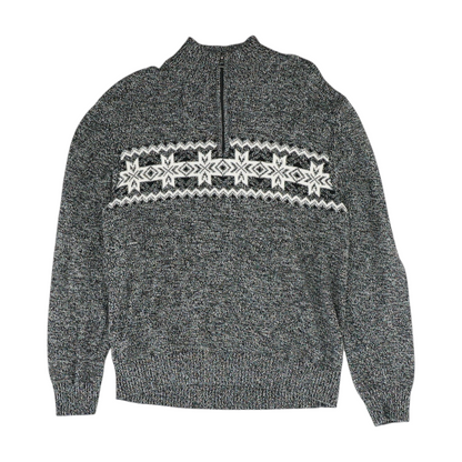 Black Print 1/4 Zip Sweater
