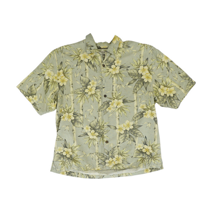 Green Floral Short Sleeve Button Down