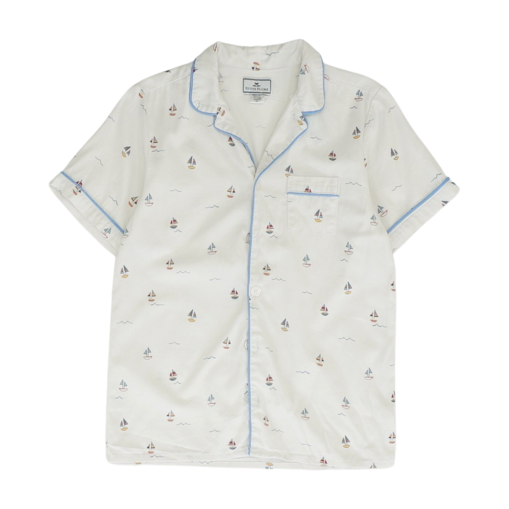 White Print Pajama Top