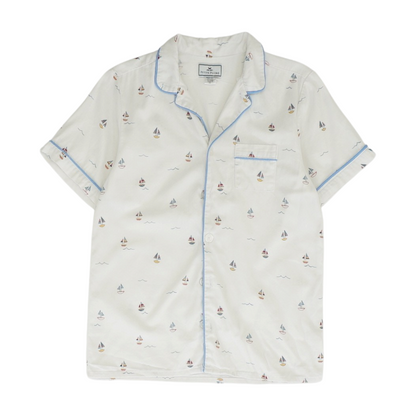 White Print Pajama Top