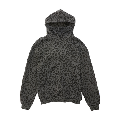 Gray Animal Print Hoodie Pullover