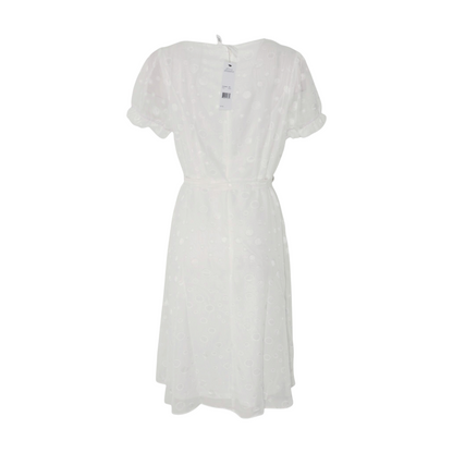 White Petite Polka Dot Midi Dress