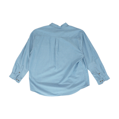 Blue Solid Long Sleeve Button Down