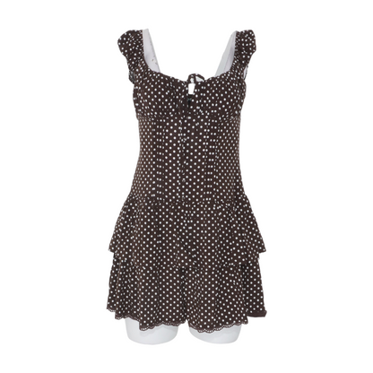 Brown Polka Dot Mini Dress