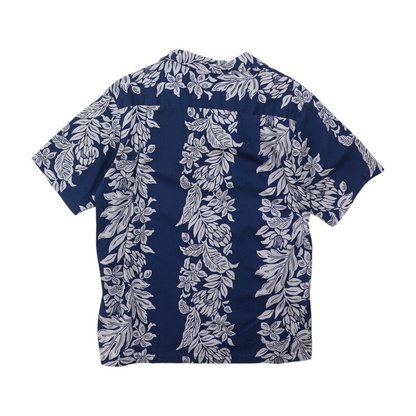 Vintage Blue Tropical Short Sleeve Button Down