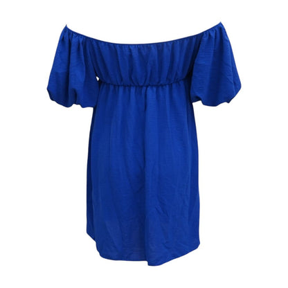Blue Solid Mini Dress