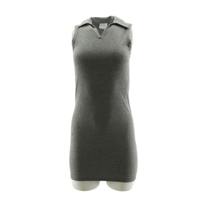 Gray Solid Mini Dress