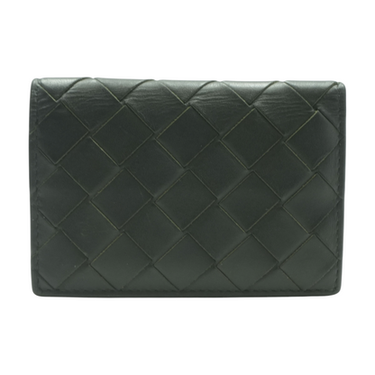 Black Intrecciato Weave Leather Wallet