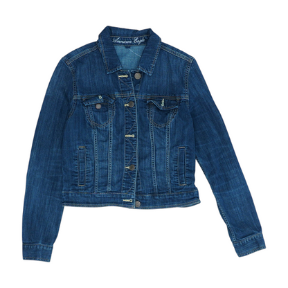 Blue Solid Denim Jacket