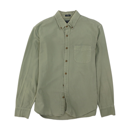 Green Solid Long Sleeve Button Down