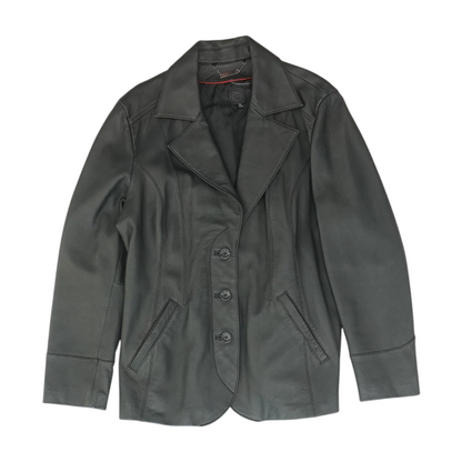 Black Solid Leather Jacket