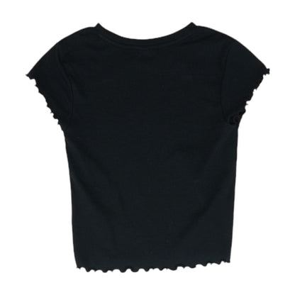 Black Solid Cropped Knit Top