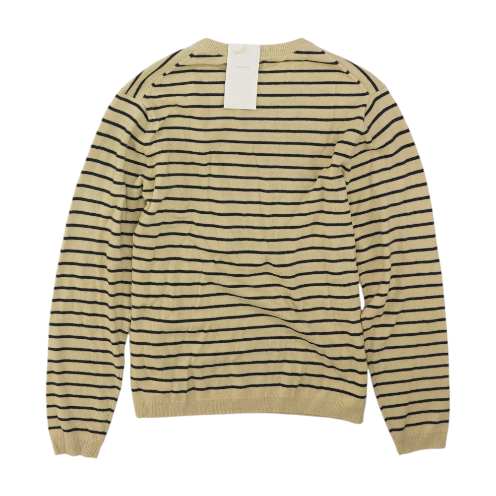 Beige Striped Pullover Sweater