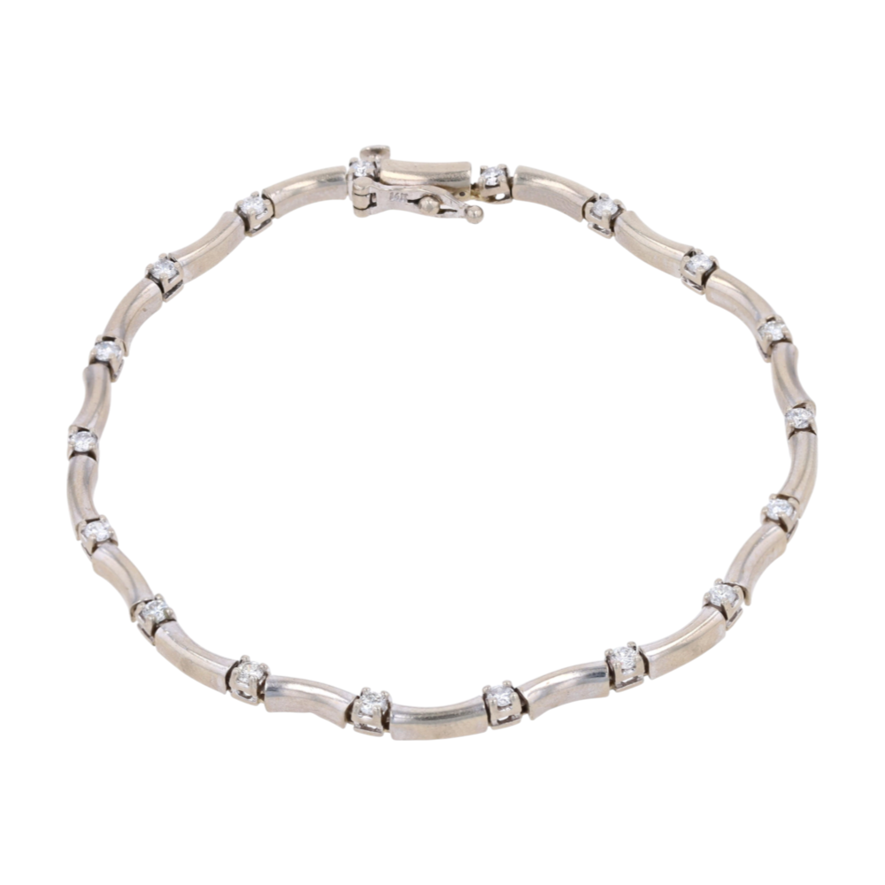 3/4 ctw 14K White Gold Diamond Chain Bracelet – Image 1