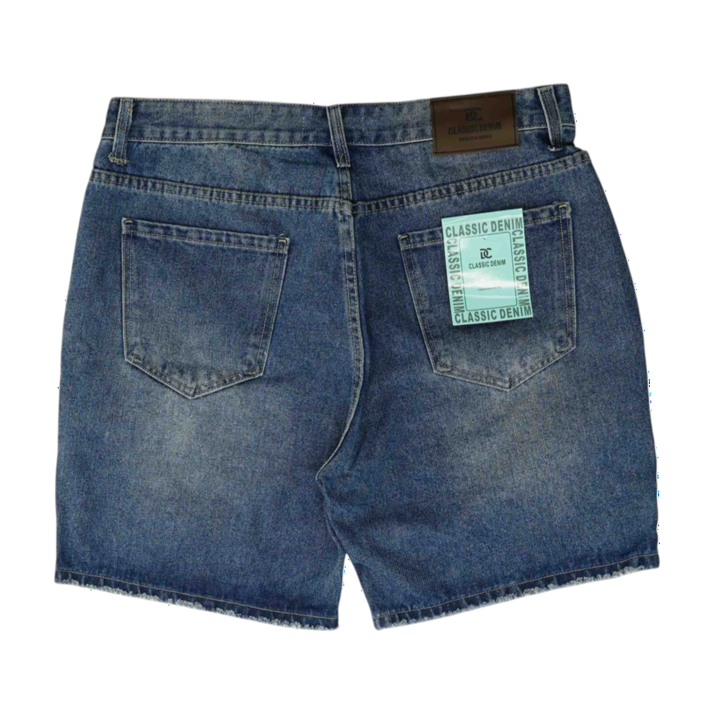 Blue Plus Size Solid Denim Shorts