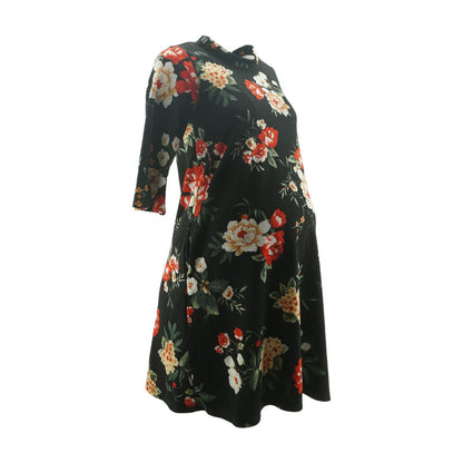 Black Floral Maternity Mini Dress