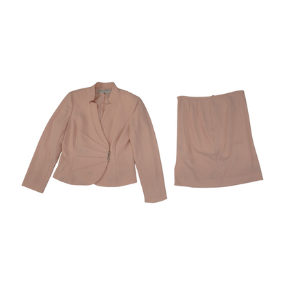 Pink Petite Solid Skirt Suit
