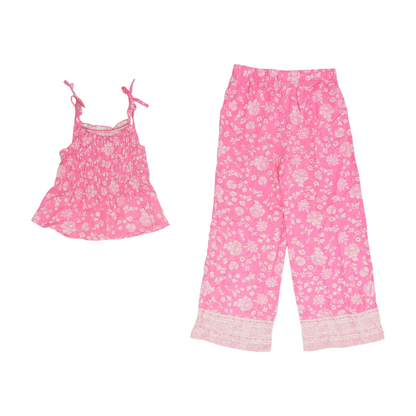 Pink Floral Sleeveless Set