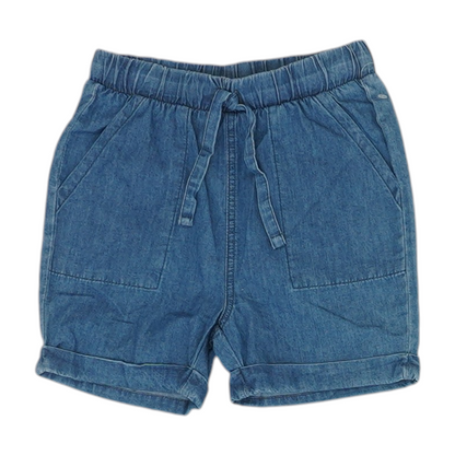 Blue Solid Knit Shorts