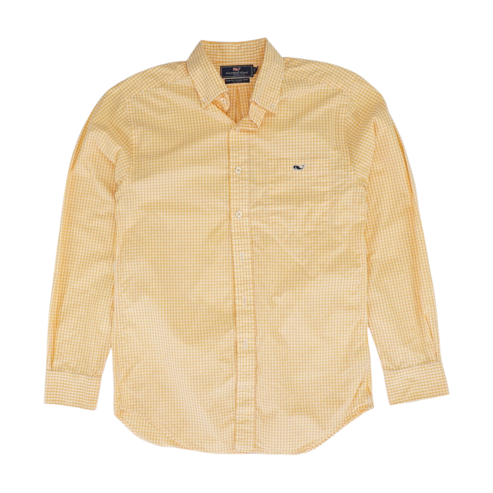 Orange Check Long Sleeve Button Down