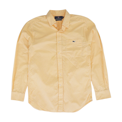 Orange Check Long Sleeve Button Down