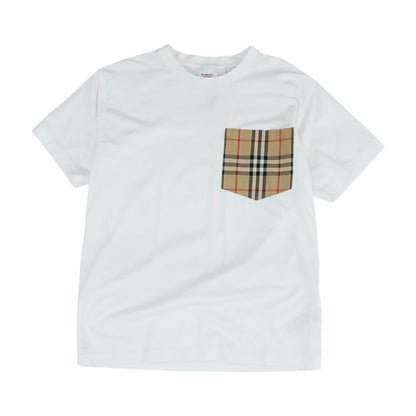 White Check Pocket 100% Cotton T-Shirt
