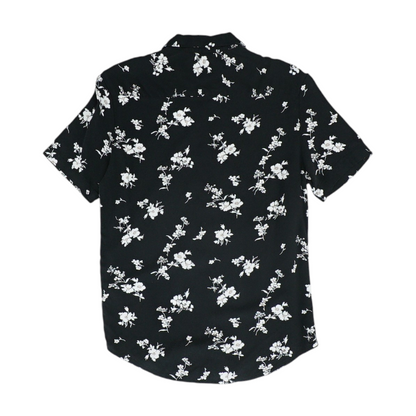 Black Floral Short Sleeve Button Down