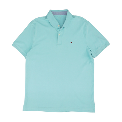 Blue Solid Short Sleeve Polo