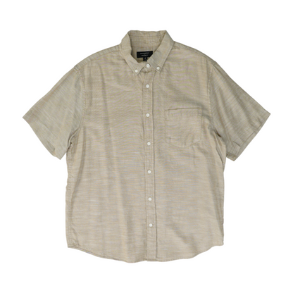 Brown Solid Short Sleeve Button Down