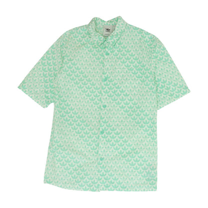 Green Print Short Sleeve Button Down