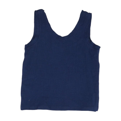Navy Solid Sleeveless Blouse