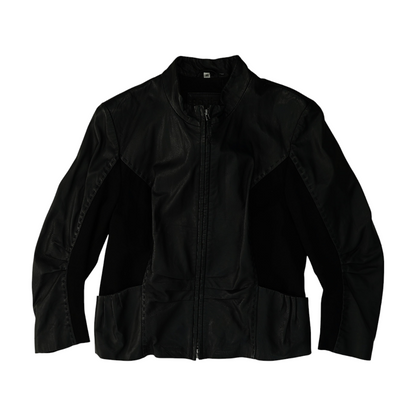 Black Solid Leather Jacket