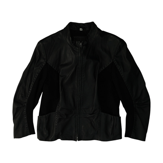 Black Solid Leather Jacket