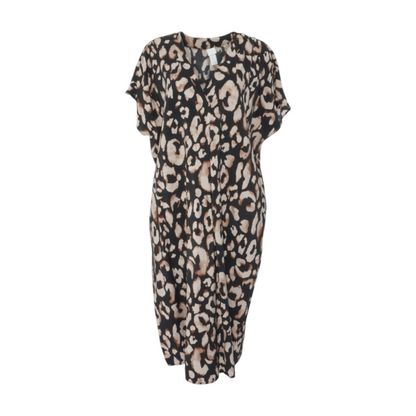 Black Animal Print Midi Dress