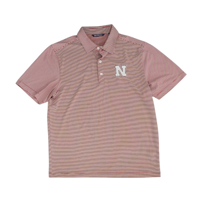 Red Nebraska Cornhuskers Striped Short Sleeve Polo