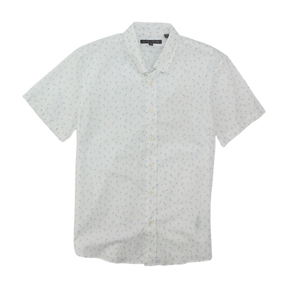 White Print Short Sleeve Button Down